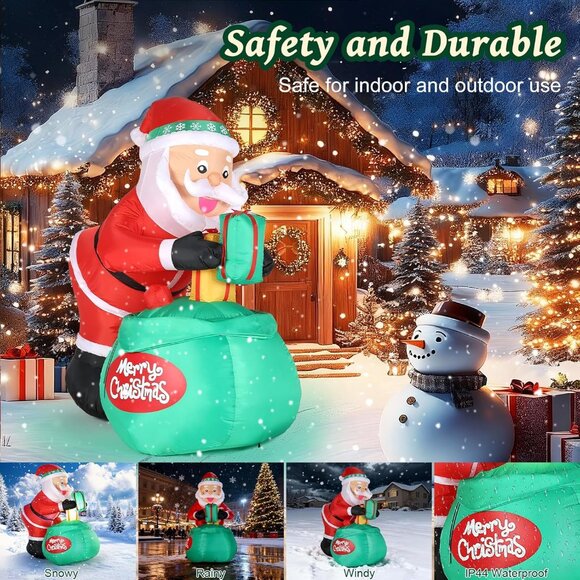⚡6FT Christmas Inflatable Santa Big Gift Holiday Winter Outdoor Decoration - Picture 5 of 8